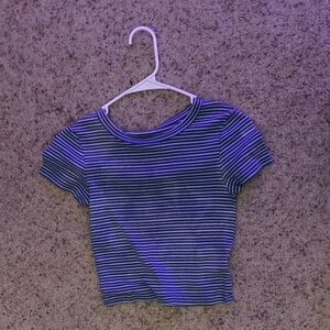American Eagle By Payless Blue Striped Crop Top
